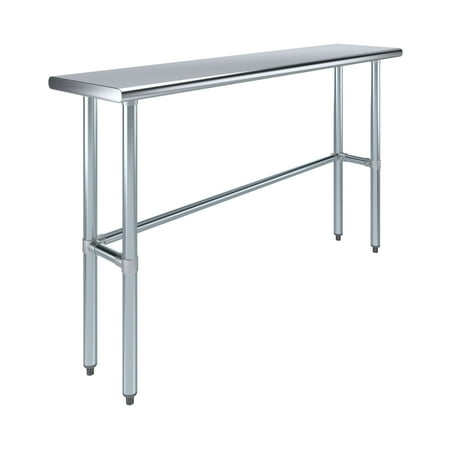 

AmGood 60 Long x 14 Deep Stainless-Steel Work Table Open Base Workstation Metal Work Bench
