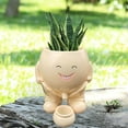 thumbnail image 3 of BAETEUY Smiling Face Planter Pot, Resin Cartoon Head, Flowerpot, Indoor, Outdoor, Cactus, Succulent, Plants, Container, Home, Balcony, Garden, Decoration, 3 of 7