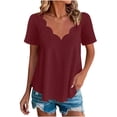 thumbnail image 3 of Wlynlyn Plus Size Eyelet Tops for Women Short Sleeve V Neck Shirts Summer Loose Fitted Casual Breathable Fashion Blouses, 3 of 10