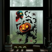 Halloween Window Clings Vintage Ghost Evil Pumpkin Bat Reusable Window Decals for Halloween Fall Party Supplies Home Glass Decor