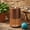 Brown, variant on 20.87"H Brown Metal Cutout Outdoor Water Fountain with LED Lights, Modern Freestanding Candle Style Water Feature for Patio Backyard Decor