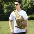 thumbnail image 2 of Sling Messenger Bag Oxford Fabric Large Capacity Outdoor Shoulder Backpack for Travel HikingSoil Color, 2 of 5