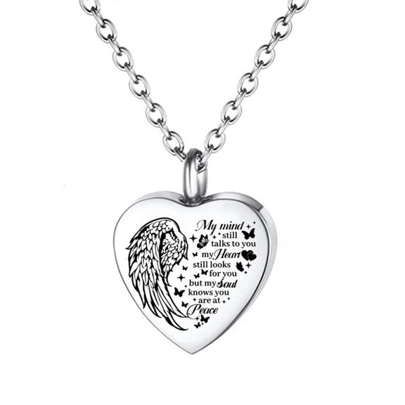 Rvaymup Carved Heart Necklace Ashes Vessel Ashes Necklace for Pet Urn Carry Along Necklace Memorial Locket Urn Container