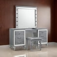 thumbnail image 6 of Benjara Lee 64" Vanity Table- Embossed Inlay- 7 Mirror Accented Drawers- Gray, 6 of 7