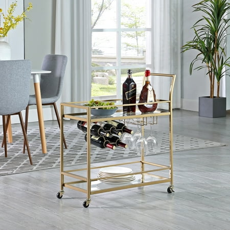 FirsTime & Co. Gold Francesca Bar Cart, Glam, Metal, 30 x 13 x 32.5 in