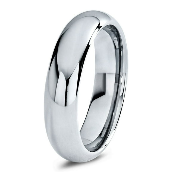 Charming Jewelers Tungsten Wedding Band Ring 6mm for Men Women Comfort Fit Domed Round Polished Lifetime Guarantee Size 4