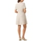 thumbnail image 3 of Vestido skater elegante de tweed con cuello redondo y mangas cortas para mujer INSPIRE CHIC L Amarillo, 3 of 6