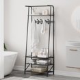 thumbnail image 3 of Hall Tree with Bench – 4-in-1 Rustic Entryway Organizer – 5 Hooks, Shoe Rack & Coat Rack – 200 lb Seat – Space-Saving – MDF & Steel – 70"H, 3 of 6