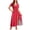 Red, variant on Women's Boho Floral Maxi Dress Summer Short Sleeve Wrap V Neck Long Flowy Beach Vacation Wedding Guest Dresses White XXS