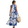 thumbnail image 2 of Xoenoiee Polynesia Hibiscus Palm Leaves Print Women's Cotton Linen Sleeveless Maxi Dress, Lightweight Tank Dress Casual Long Dress with Pockets, Breathable Fabric for Summer Spring, Size 4XL, 2 of 7