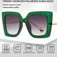 thumbnail image 3 of Simple fashion sunglasses with large frame, PC material, metal, high definition, Green, 3 of 5