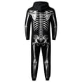 thumbnail image 4 of Krdevn Kids Halloween Classic White Skeleton Hooded Full Zip Jumpsuit Unisex Cosplay with Side Pockets 9-10 Years,Black, 4 of 5