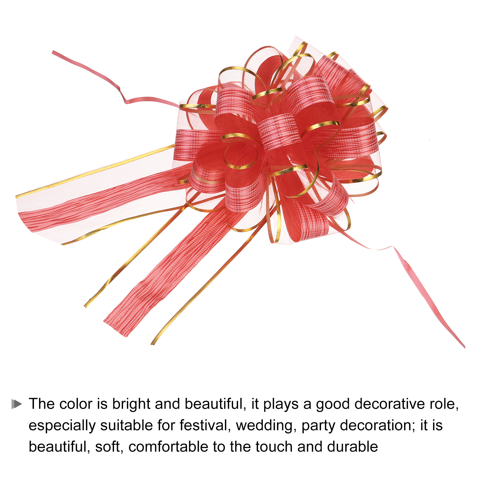 20pcs 8 Inch Large Pull Bow Gift Wrapping Bows Ribbon Organza Red for Wedding Presents Christmas Party
