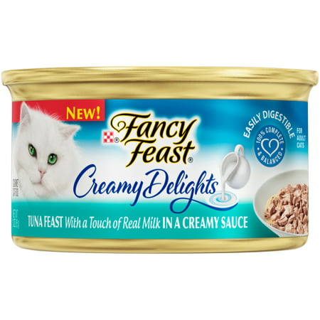 (24 Pack) Fancy Feast Creamy Delights Grilled Tuna Feast with a Touch of Real Milk in a Creamy Sauce Wet Cat Food, 3 oz. (Best Milk For Cats)