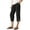 Black, variant on Wutalume Women's Cotton Linen Capri Pants Elastic Waist Casual Loose Straight Leg Beach Pocket Trousers Summer Vacation,Army Green L