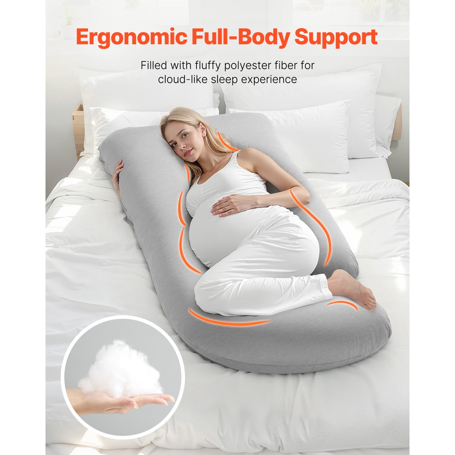 KFFKFF Pregnancy Pillow, G-Form Sleep Aid, Comprehensive Comfort Cushion with Detachable & Launderable Casing, Gentle and Airy Maternity Body Cushions for Spinal, Abdominal, Hip