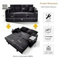 thumbnail image 2 of 3 in 1 Sleeper Sofa Bed, 65 Inch Convertible Pull Out Couch with Small Table, USB Ports, Cup Holders & 5 Level Adjustable Backrest, Corduroy Loveseat Sofa for Living Room Apartment Bedroom (Black), 2 of 9