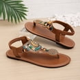 thumbnail image 3 of Xucatan Women's Bohemian Beaded Sandals, Colorful Ethnic Pattern Flat Thong Shoes with Ankle Strap, Faux Leather Casual Summer Beach Footwear, Versatile Design for Spring Outdoor Gift, 3 of 9
