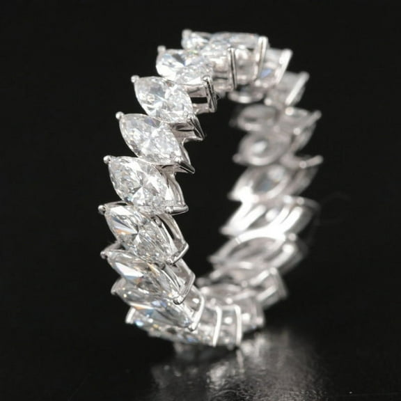 Eclet Jewels 1.6 Ct Marquis Cut Moissanite Rings - 14K White Gold Plated Rings - Classic Engagement Women's Band - Special Occasion Wear Ring - Valentine Proposal Ring - Bridal Moissanite Jewelry