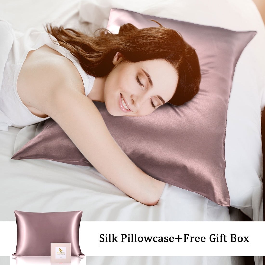 Piccocasa Both Side Silk Pillowcase for Hair and Skin with Gift Box