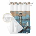 thumbnail image 2 of Nautical Anchor No Hook Shower Curtain Waterproof, Bathroom Curtains with Snap in Liners and See Through Top Window, Retro Farmhouse Blue Wooden Grain Hotel Style Bathtub Curtains Shower 48"Wx72"L, 2 of 8
