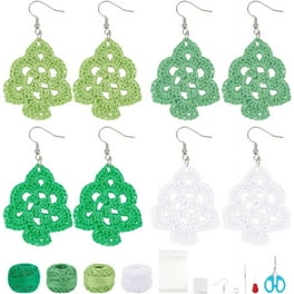 Set Hoop Crochet Earrings Kit Pure Color Crochet Thread