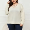 thumbnail image 5 of Plus Size Tops for Women Trendy Cross V Neck Long Sleeve T Shirts Solid Casual Loose Comfy Ladies Fall Blouse Tees, 5 of 7