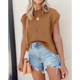 thumbnail image 3 of Womens Summer Cap Sleeve Tops Casual Crew Neck Loose Fit Knit Lightweight Sweater Pullover Top, 3 of 4