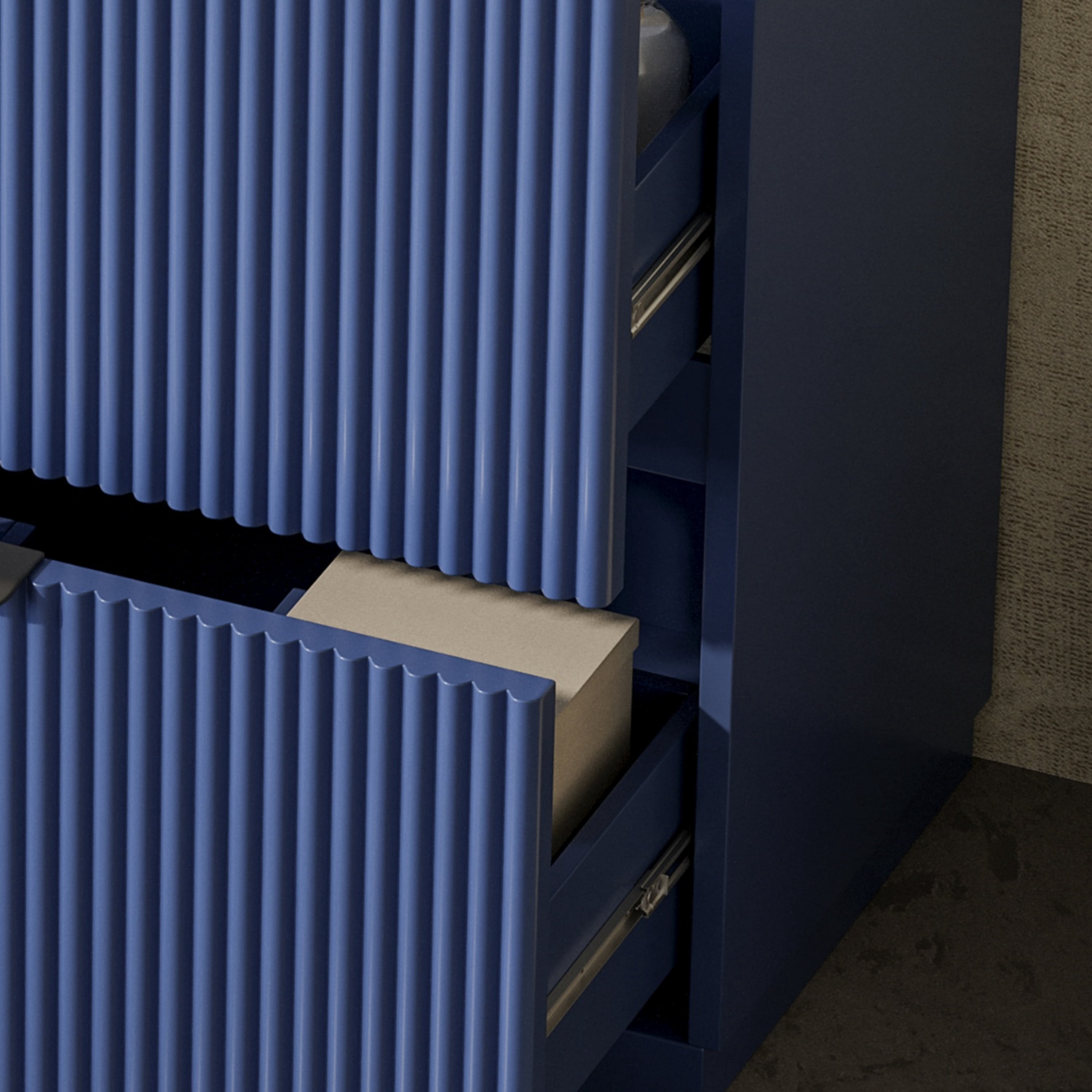 30" Bathroom Vanity with Ceramic Sink and Full-Extension Drawers, Freestanding Bathroom Vanity with Soft Close Drawer Slides, Fluted Design, Blue