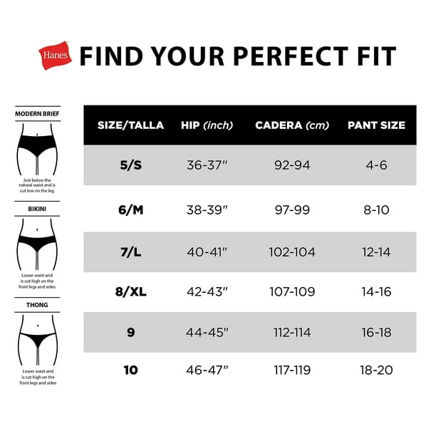 Hanes Womens Comfort Flex Fit Microfiber Stretch Bikini 6-Pack, S