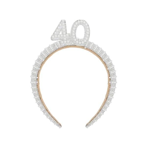 wonima11 40th Birthday Pearl Headband Fabulous 40th Birthday Decorations for Women 40 Gifts