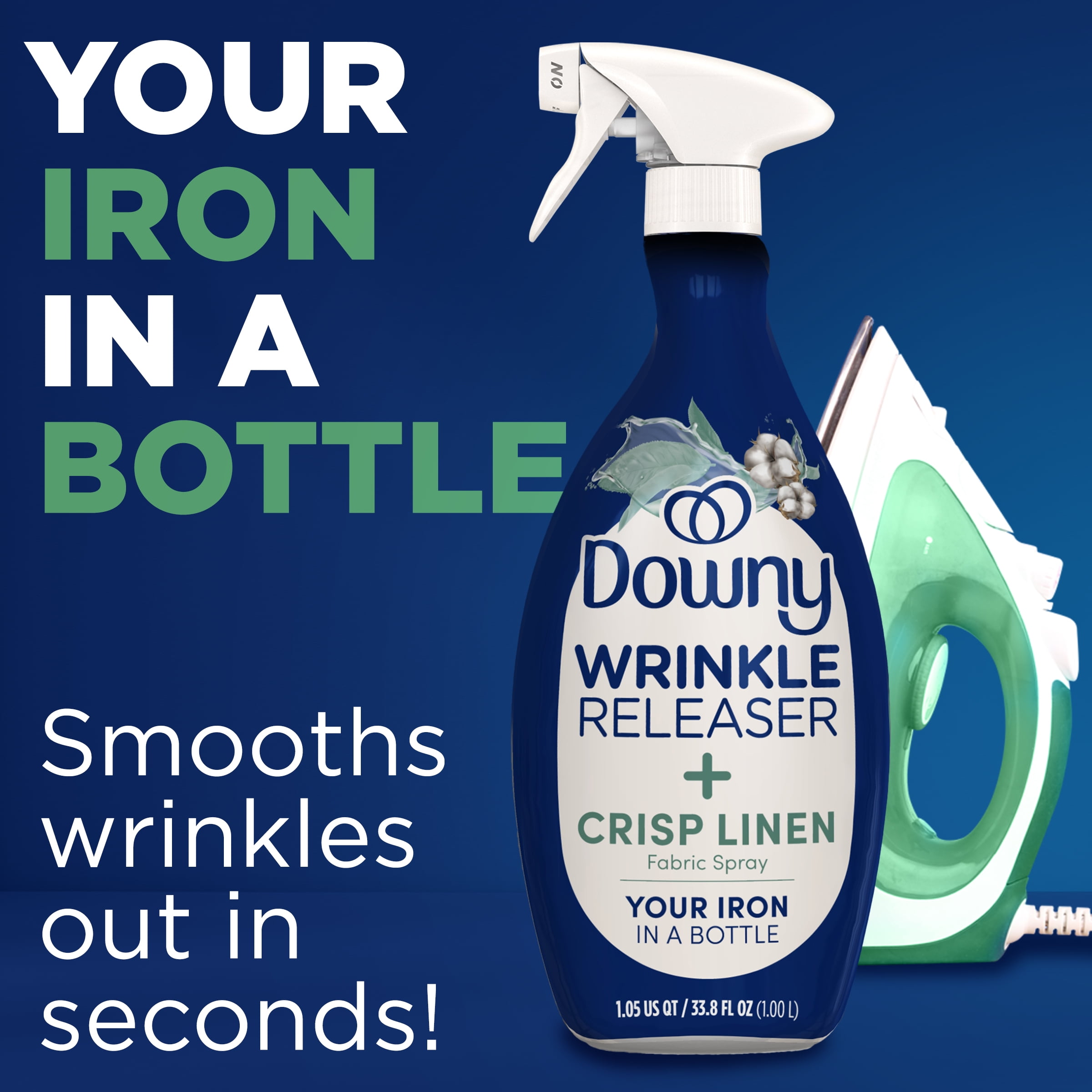Downy Wrinkle Releaser, Crisp Linen Scent, Fabric Refresher Spray, 33.8 fl oz