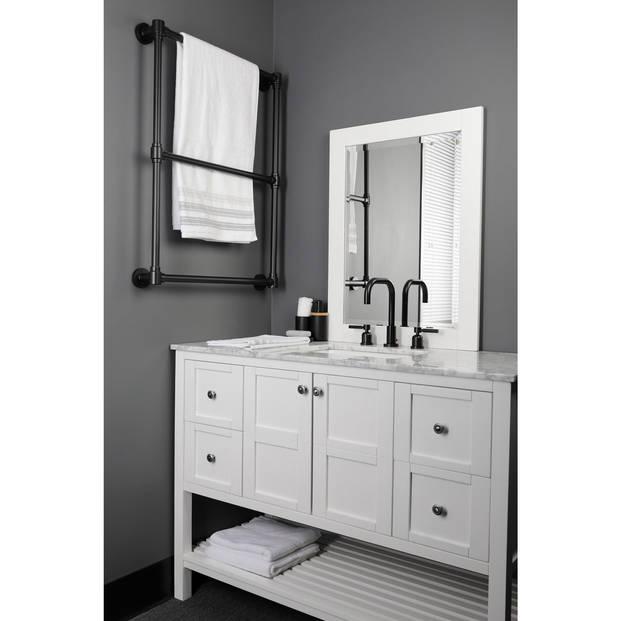 Kingston Brass FSC8930DL Concord Widespread Bathroom Faucet with Brass Pop-Up in Matte Black