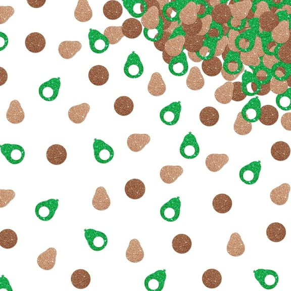 120pcs Avocado Confetti, Avocado Pinata Table Confetti, Brown&Green Glitter Summer Fruit Table Scatters, Mexican Fiesta Theme Birthday/Baby Shower Party Supplies