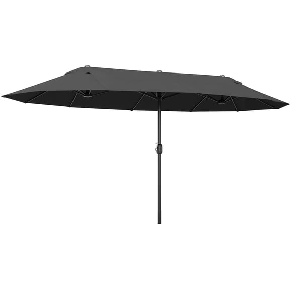 Outsunny 15ft Double-sided Patio Umbrella with Twin Canopy, Black