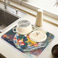 thumbnail image 2 of Yayeee Dish Drying Mat for Kitchen Counter 16" x 18" Microfiber Super Absorbent Coffee Decorative Pad, Colorful Goldfish, 2 of 9