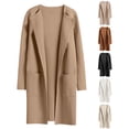 thumbnail image 5 of Women Wool Blend Overcoat Casual Loose Long Sleeve Open Front Peacoat Trendy Lightweight Winter Warm Long Coat With Pockets, 5 of 5