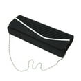 thumbnail image 2 of Elegant Pleated Satin & Crystal Flap Clutch Evening Bag, 2 of 4
