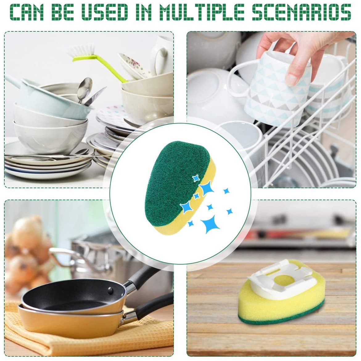 Dish Wand Dish Sponges with Handle, Detachable Handle Adding