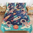 thumbnail image 6 of 3 Pcs Soft Bedding Set, Includes 1 Duvet Cover with Zipper And 2 Pillow,Shams Cartoon Space Astronaut Queen(90"×90"), 6 of 8