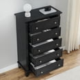 thumbnail image 6 of 5 Drawer Dresser for Bedroom, 48" Tall Rustic Storage Chest with Metal Handles, Farmhouse Closet Dresser for Living Room, Office, College Dorm, Hallway, Black, 6 of 7