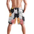 thumbnail image 3 of Dailycode Men's Quick Dry Swim Trunks Beach Shorts Casual Summer Board Shorts with Pockets, Colorful Happy Cats, 3 of 8