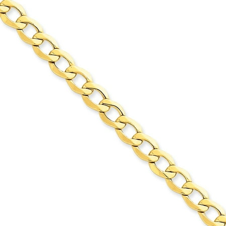 14 Karat Yellow Gold Hollow Curb Lin Ankle Bracelet 7mm 14 Karat Yellow Gold Hollow Curb Lin Ankle Bracelet 7mm Lobster Claw