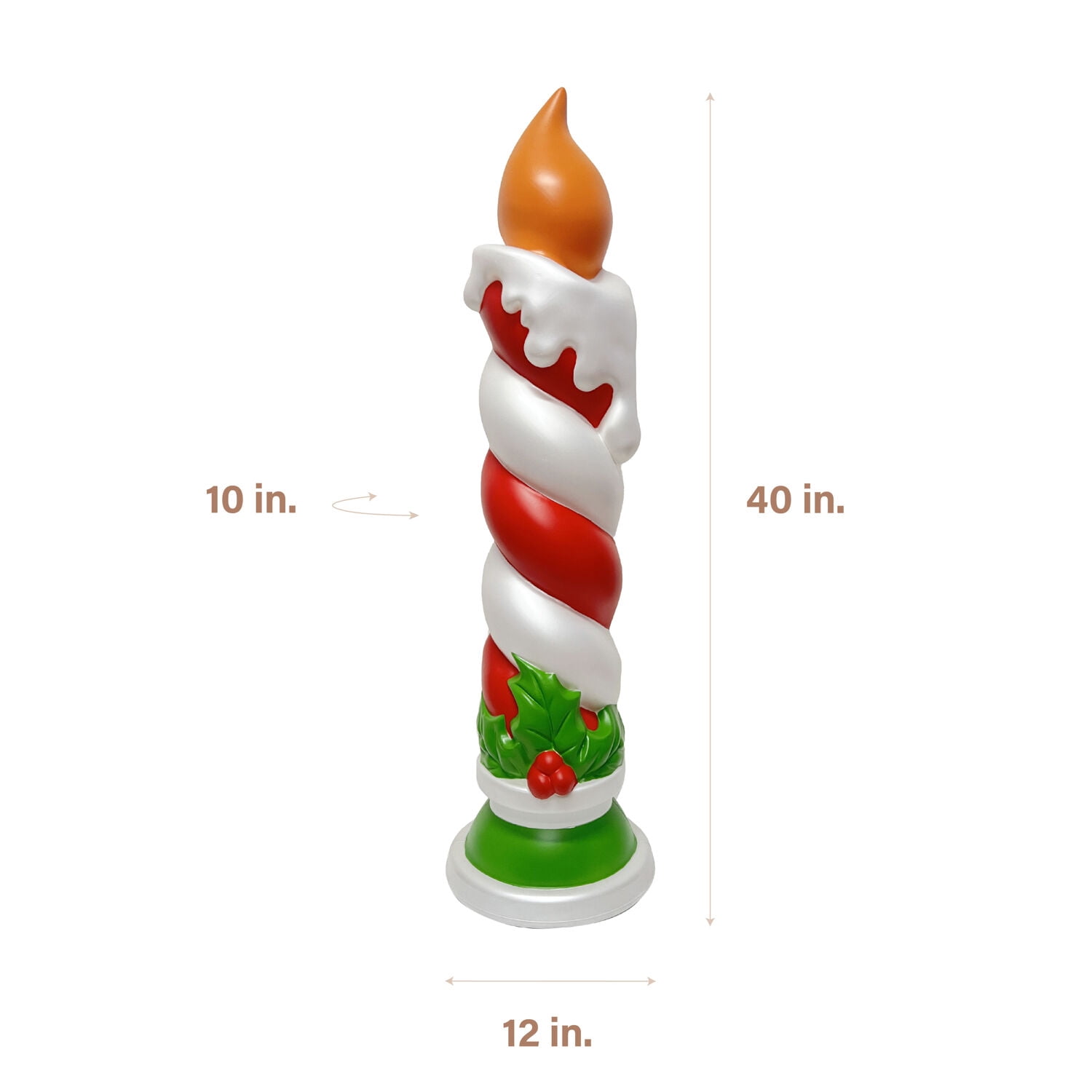 Fraser Hill Farm 40” Candle with Holly Christmas Blow Mold, FFBM-1CND-MLT