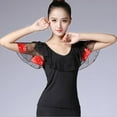 thumbnail image 1 of Top de baile latino para mujer, cortas elásticas, vestidos de baile de rendimiento de baile L BLESIY Tops de baile latino, 1 of 8