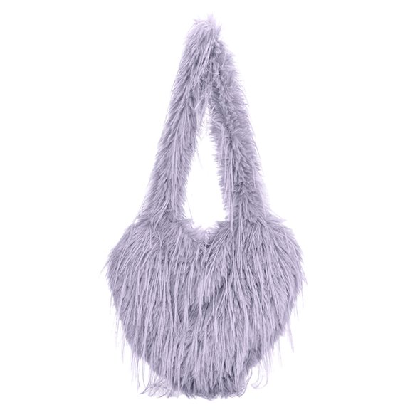 Women's Heart Shape Crossbody Purse Solid Color Heart-Shaped Tassel Handbag Soft Fuzzy Plush Top Handle Bag Fashion Casual Faux Fur Shoulder Tote Bag For Party Daily Travel