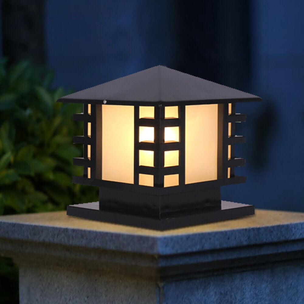 Retro Outdoor Post Lamp Garden Pillar Light Yard Gate Lantern Lamp Waterproof