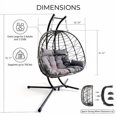 thumbnail image 5 of Double Hanging Egg Chair with Stand Patio Hammock Swing Loveseat with Cushion Indoor Outdoor Brown, 5 of 13