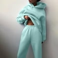 thumbnail image 2 of Gmluru Women 2 Piece Outfits Sweatsuit Oversized Solid Color Long Pants Hooded Pullover Long Sleeve Sweatshirts Sets Plus Size Travel Clothes Tracksuit Mint Green 2XL, 2 of 6