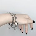 thumbnail image 4 of Ins Niche-pulsera de doble capa con forma de amor, anillo de pulsera para mujer, tendencia Punk, joyería de baile Hip-hop, 4 of 5